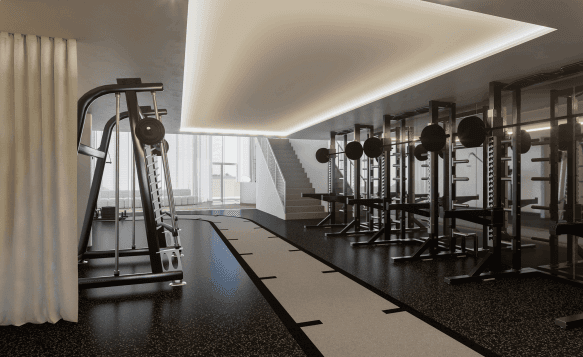 Render of the planned rack area with a sled track at Adapt, North Sydney
