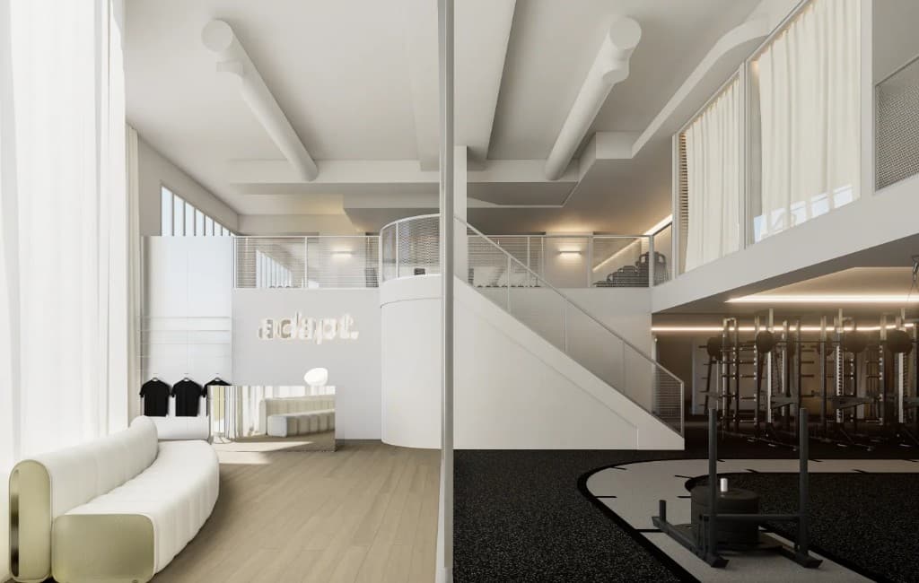 Render of the planned reception and training floor at Adapt, North Sydney